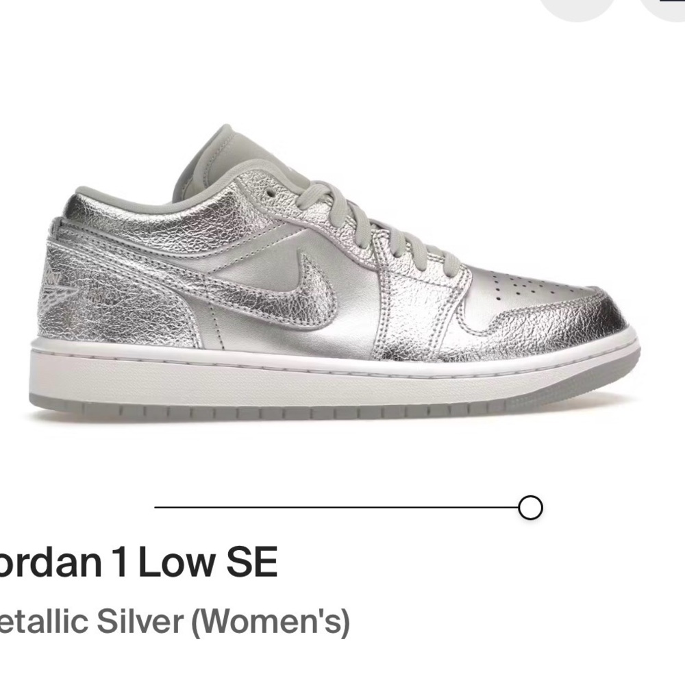 Air Jordan 1 Low Women's Metallic Silver Sneakers Size 10